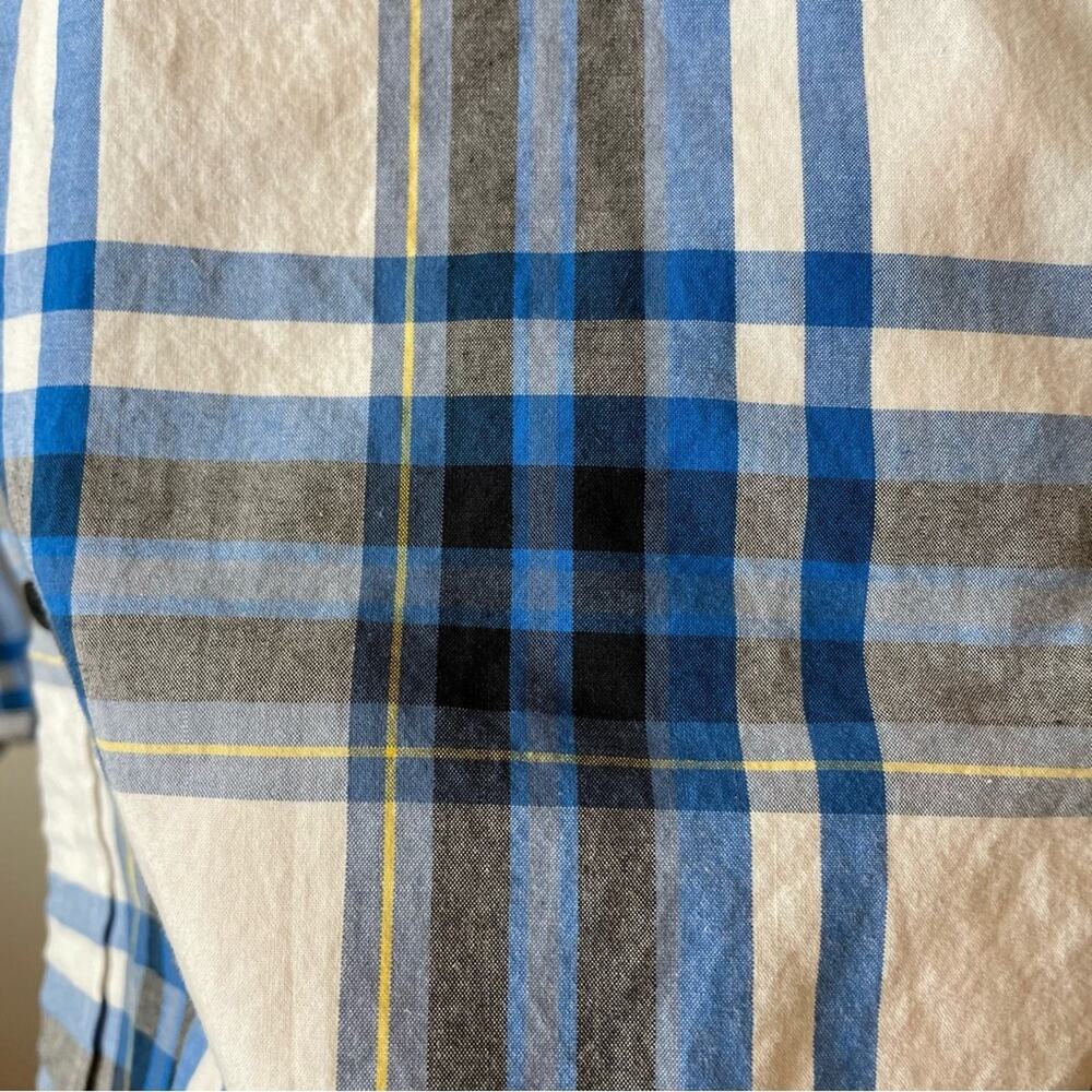 American Eagle Mens Long Sleeve Button Down Shirt Blue Plaid Prep Fit Large - Picture 3 of 5